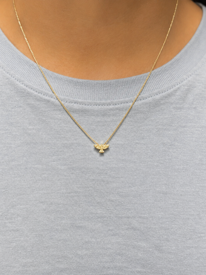 COLAR FOLHEADO A OURO ESPIRITO SANTO COM ZIRCONIA