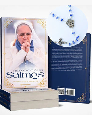 KIT - Rezando com os Salmos + Terço Cristal - Azul Tulipa - Madonna 8mm