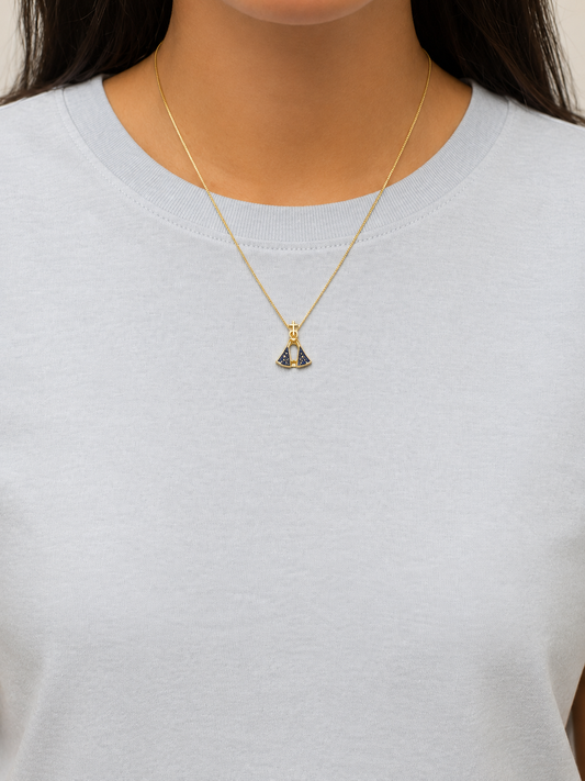 COLAR FOLHEADO A OURO NOSSA SENHORA APARECIDA AZUL
