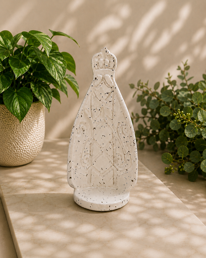 Porta vela decorativo Nossa Senhora em cerâmica