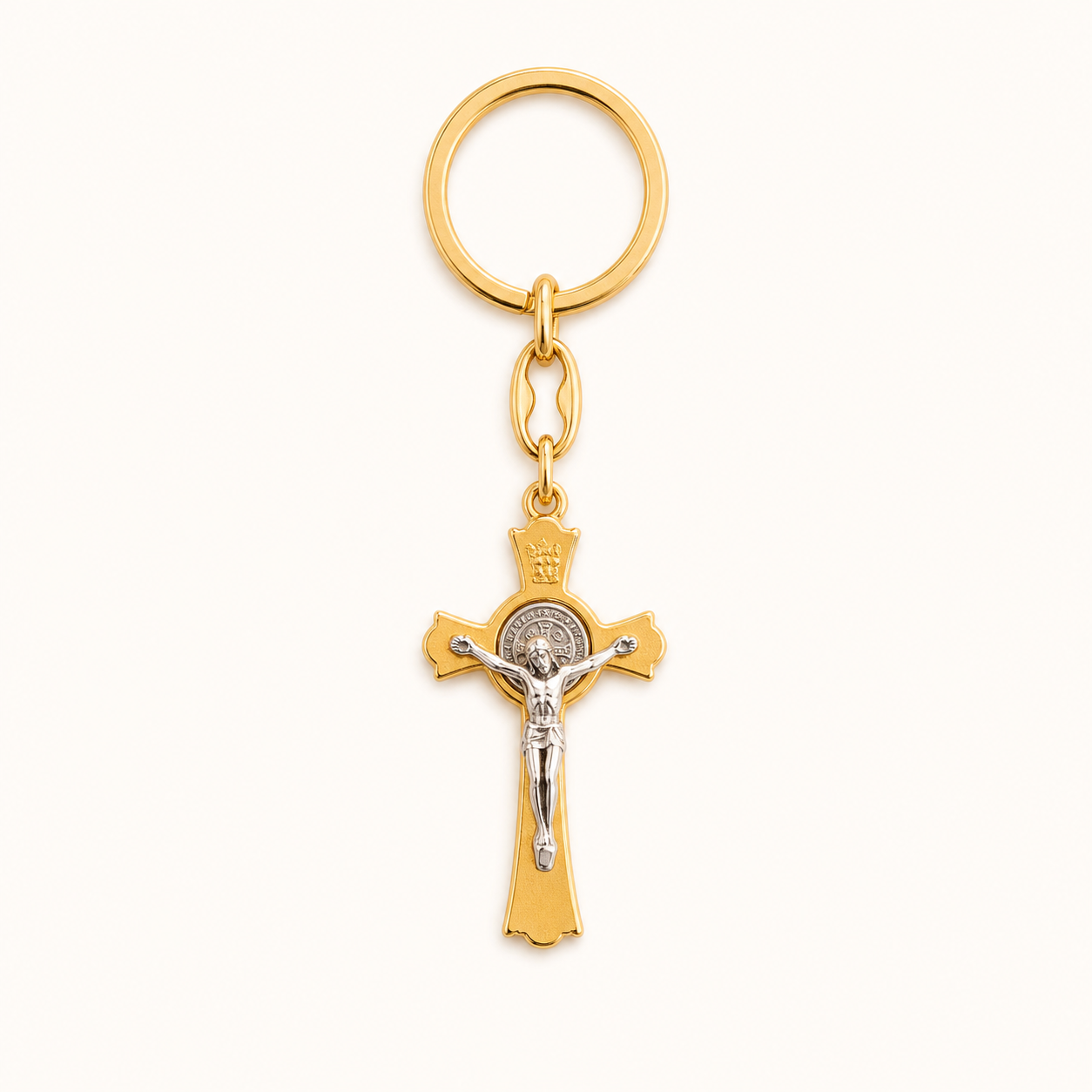Chaveiro cruz de malta São Bento - Folheado
