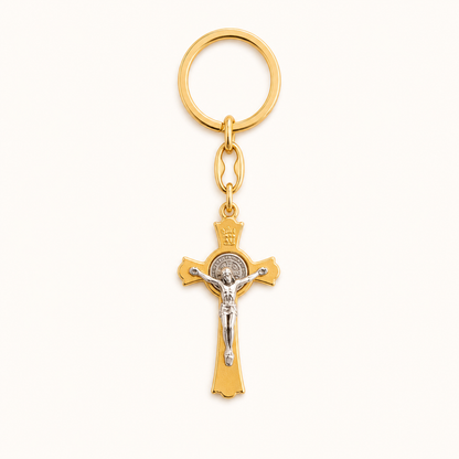 Chaveiro cruz de malta São Bento - Folheado