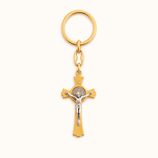 Chaveiro cruz de malta São Bento - Folheado